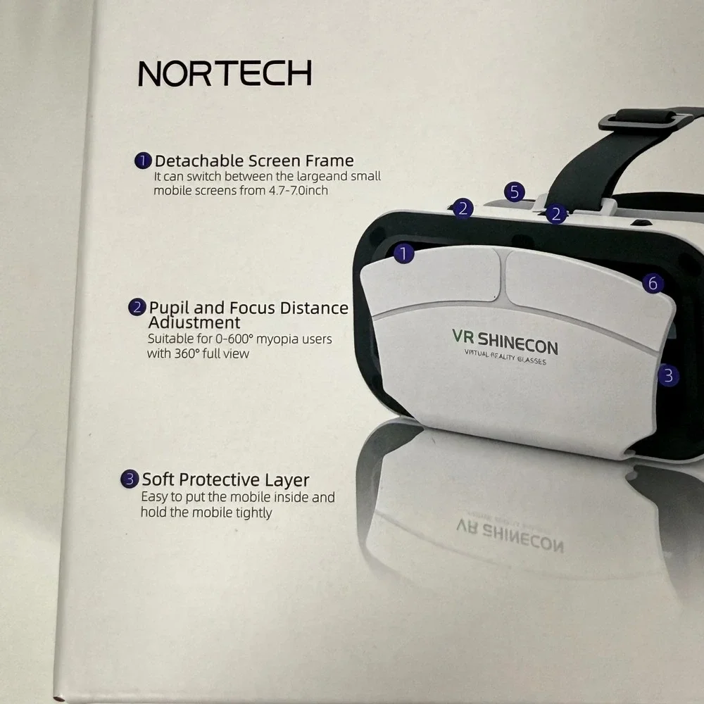 Nortech Nova VR Shinecon Virtual Reality Headset White Black 3D Gaming Glasses